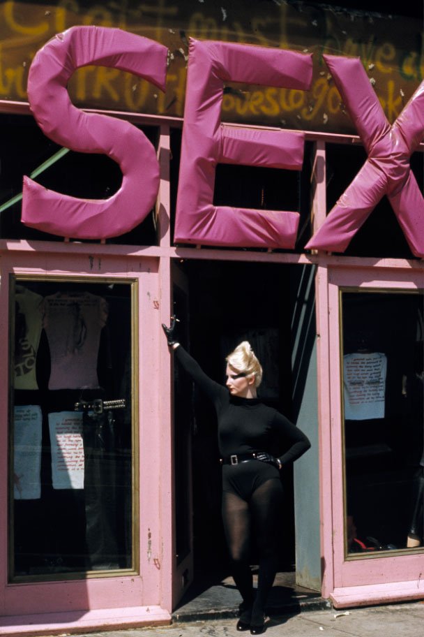 Sheila Rock, ‘Jordan in doorway of Sex 1977’, digital print. Photograph © Sheila Rock Photography